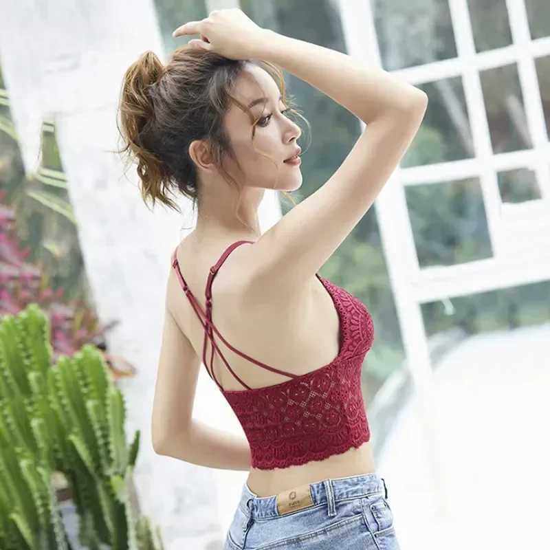 Bras Lingerie Up Bralette Top Push Borduured Women Cropted Floral S Bandeau Lace Sexy Tube Bra 240410