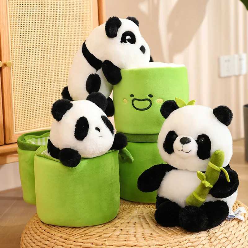 Plush Dolls Hot Bamboo Panda Toys Kawaii Stuffed Panda Toys Hidden in Bamboo Bags Cute Panda Toys Baby Girls Birthday Gift J240410