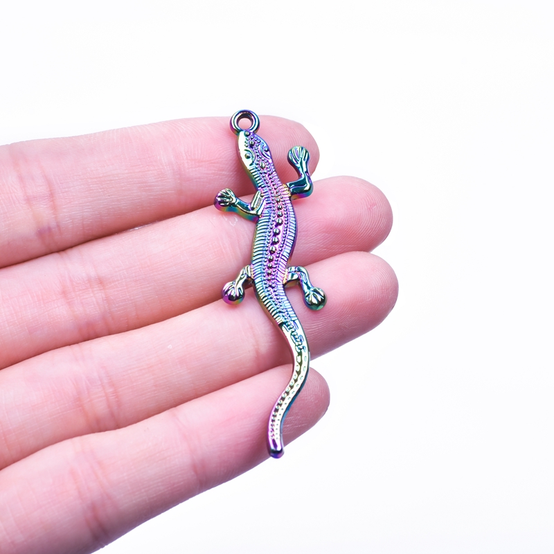 Lizard Gecko Spider Charm Rainbow Animal Pendant DIY Jewelry Making Supplies Punk Accessories Handmade Necklace Materials