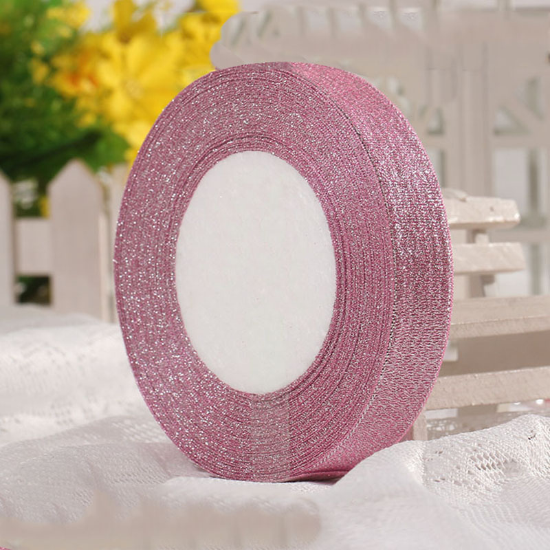 25 anos 22m 1 '' Made handmade prateado fitas de glitter metálico para artesanato de broca de fábrica de fábrica de folhas de casamento de festas de casamento