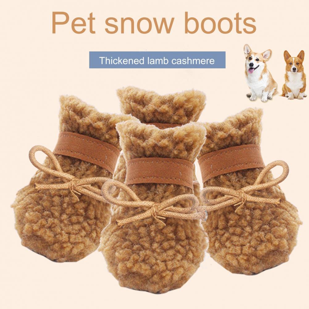 kış evcil köpek ayakkabıları süper yumuşak aşınma dirençli kaşmir orta köpek kış patikleri Pet Pençe Koruyucusu bahar