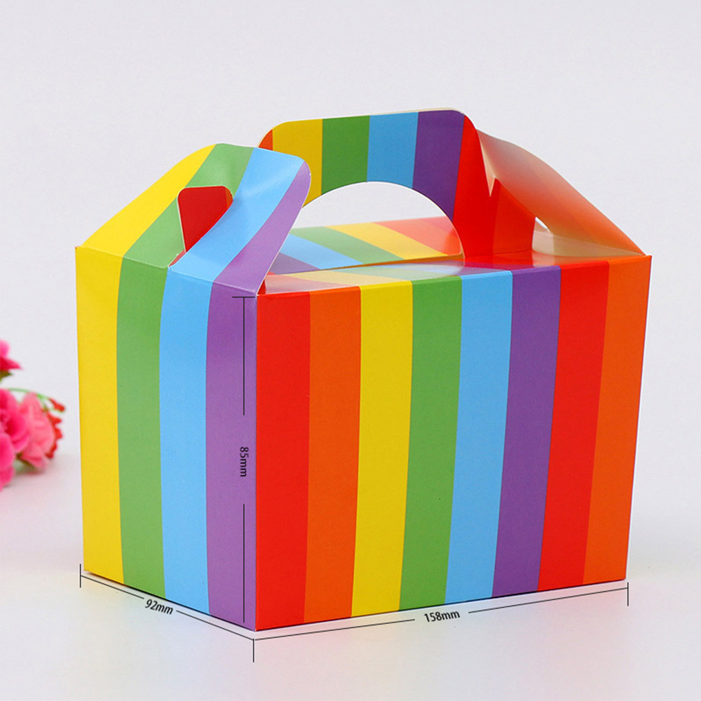 Paper Gable Boxes Wedding Birthday Party Favor Goodie Candy Buffet Cake Box Gift Bag with Handle