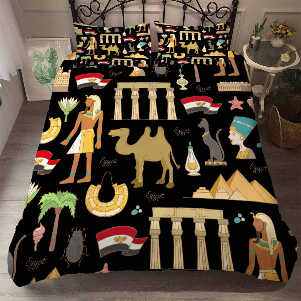 Ancient Egypt Luxury Liberdding Set Lit 3d Couvre-Couche de couette sets Full Double King Bed Linen Queen No Sheets 200 * 200 Cobre Leito Casal