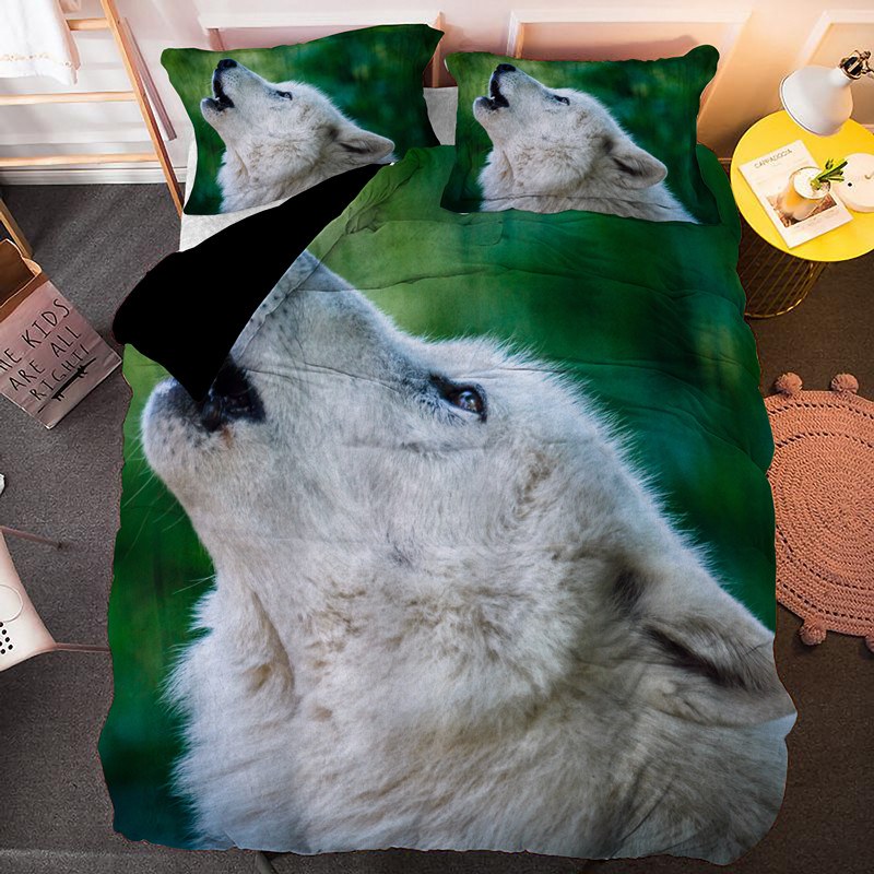 Conjunto de capa de edredão da cabeça de lobo psicodélico conjuntos de roupas de cama hippie para crianças adolescentes cover adultos com decoração de quarto da fronha