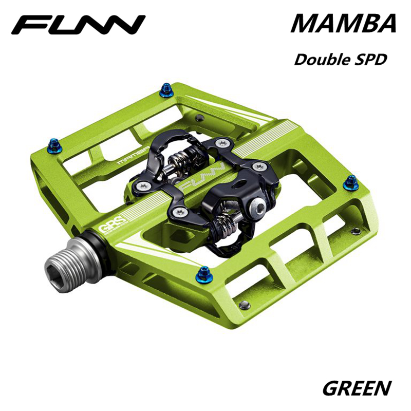 FUNN MAMBA MTB Alloy Pedal for Mountain Bike, Flat Platform, Single, Double SPD, Enduro Trail, Bicycle Clip SPD Pedal