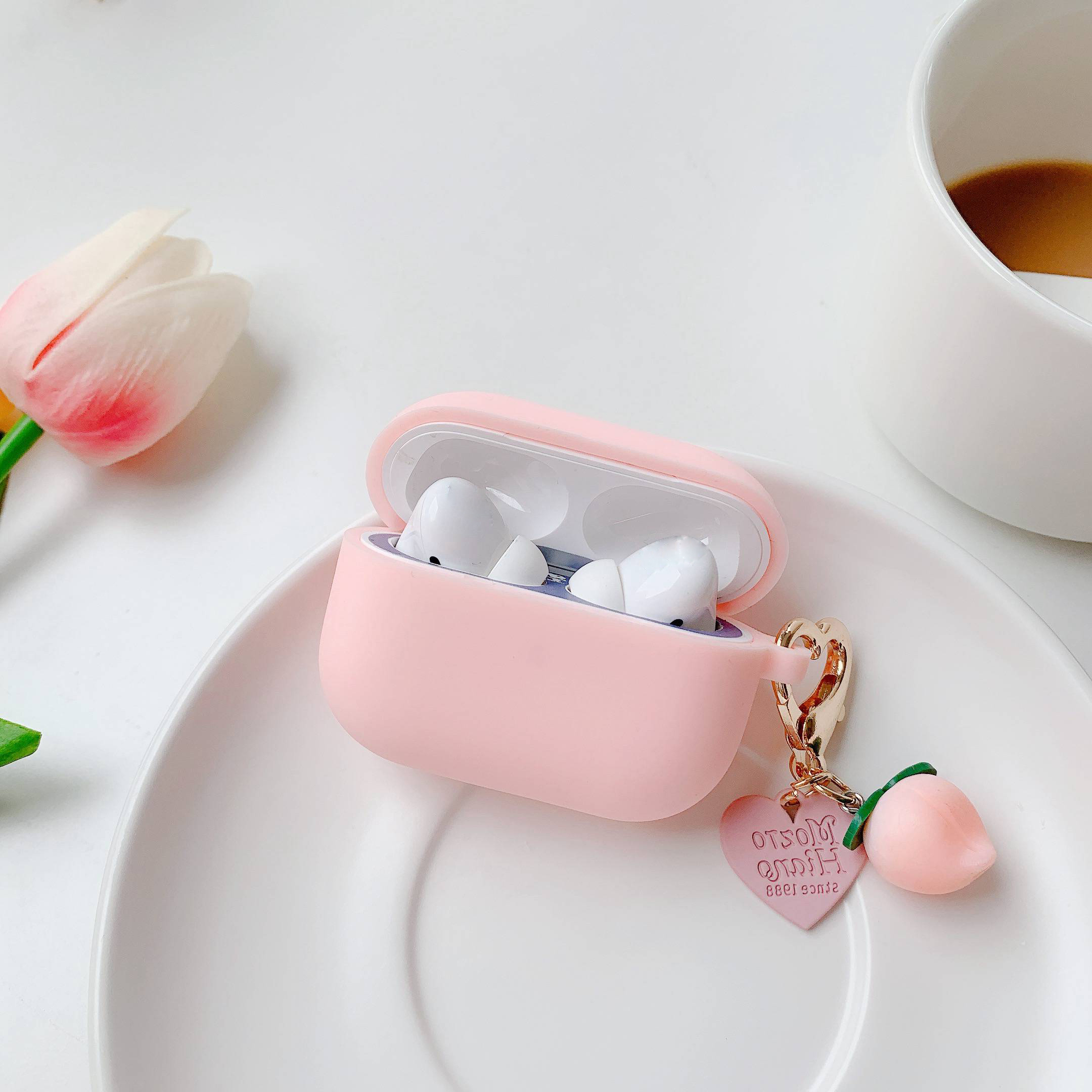 Voor Redmi Buds 4 Pro Case Leuke Sweet Peach / Flower Keychain Silicone Bluetooth oortelefoonkast TPU Accessoires Box