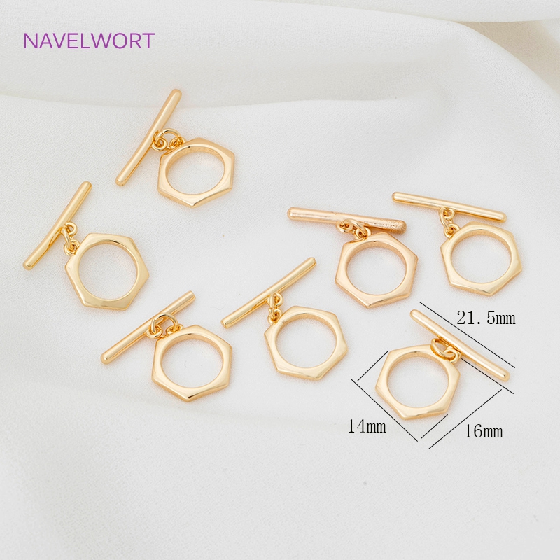 18k Gold Brass Metal OT Clasps de alojamento Fivela de ponta poligonal de gancho, para colares de pulseiras de miçangas DIY