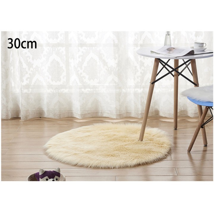 Alfombras redondas y suaves de piel de oveja de piel de oveja para la sala de estar del dormitorio alfombra de peluche peluche alfombra de casa blanca alfombra alfombra de cama