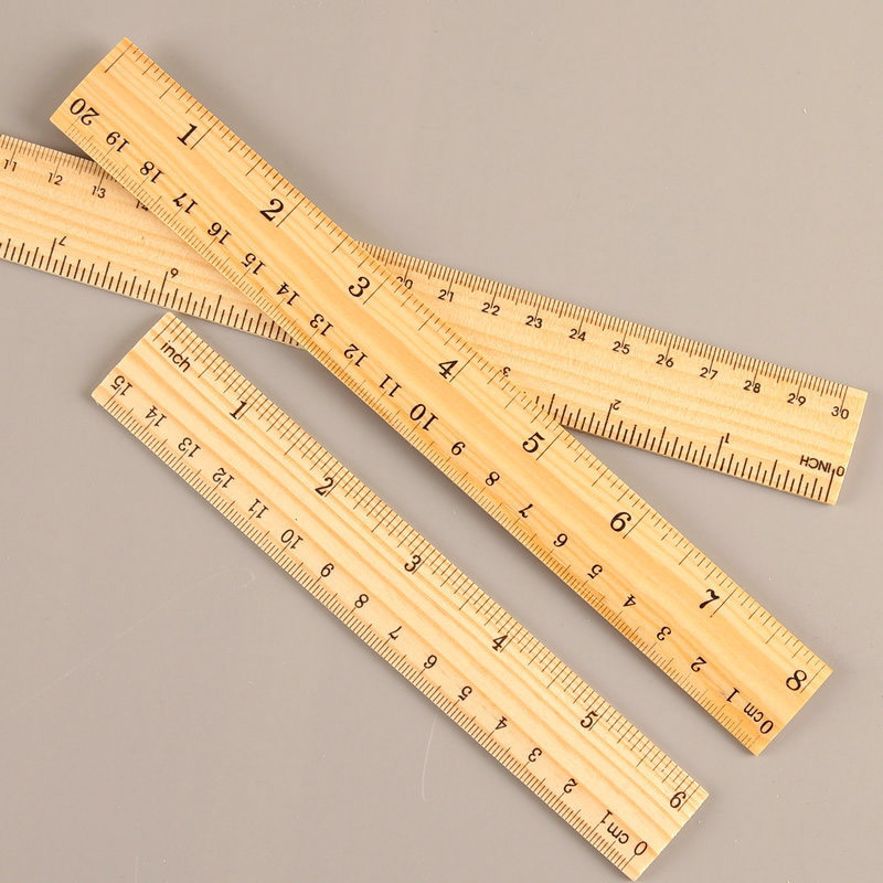 / ensemble Règle droite en bois 15 cm 20cm 30cm côté double mesurer l'oubli de bureau de la papeterie étudiante