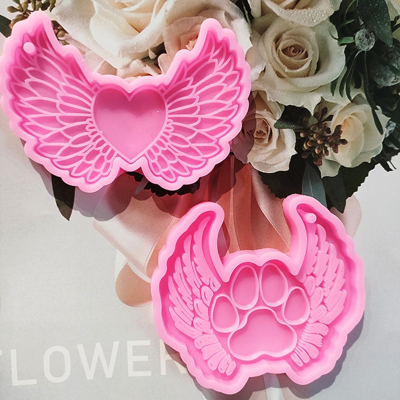 /Shiny Glossy Love Angel Wing Mold Silicone Epoxy Resin Mold DIY Keychain Pendant Jewelry for Valentine Gift Craft