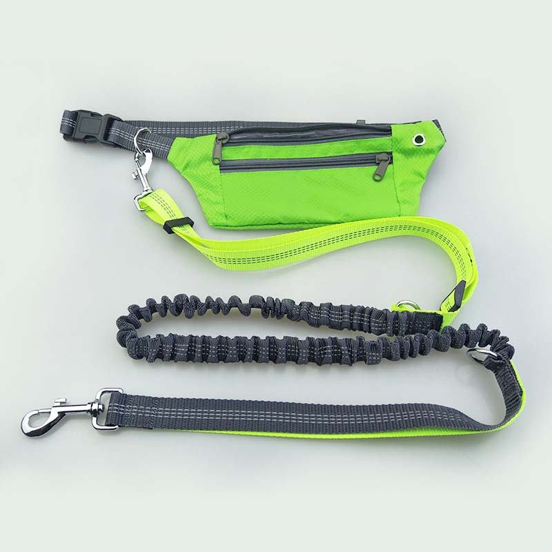 Pet Dog Leash Taille waterdichte zakken Hondenreflecterende riem Elasticiteit Kraagtouw Lopende jogging Walking Pet Pet Supplies