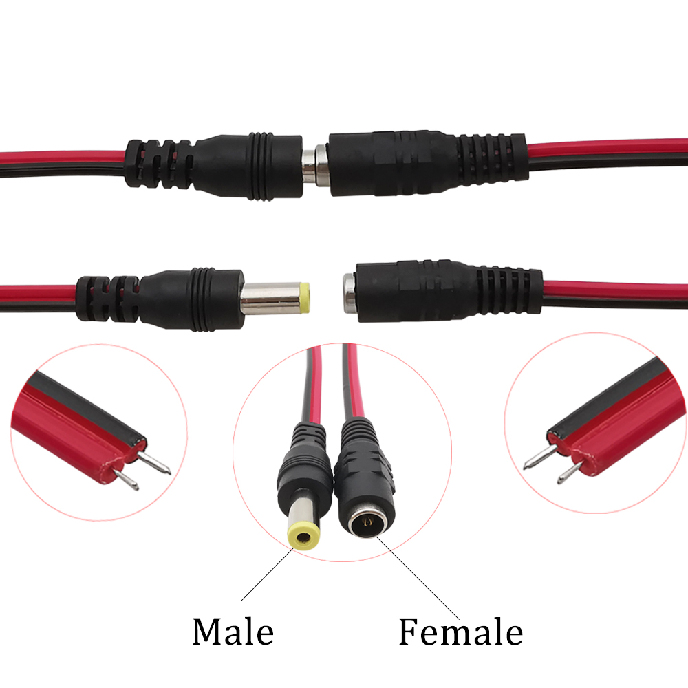 2/4/5,5x 2,1 mm DC Conector feminino de fêmea Cabo de pombos 12V 1A DC Plugue de conector CCTV Câmera de segurança Adaptador de carregamento