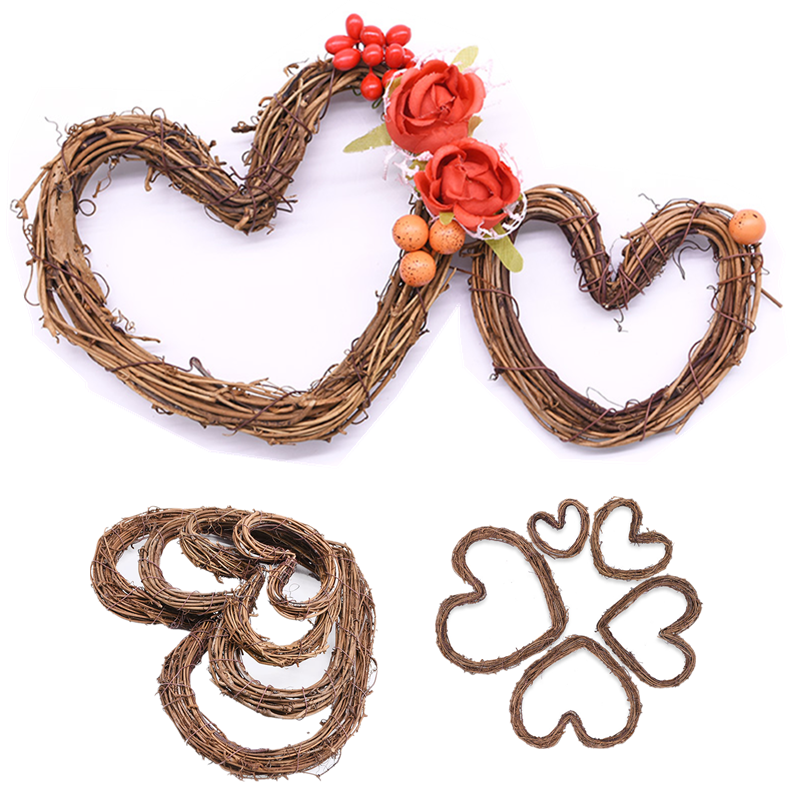 10-30cm Love Heart Heart Natural Rattan Wreath Decoração de casamento Romântica Supplies de festa de festa da festa da casa Diy Garland artesanato tecedora