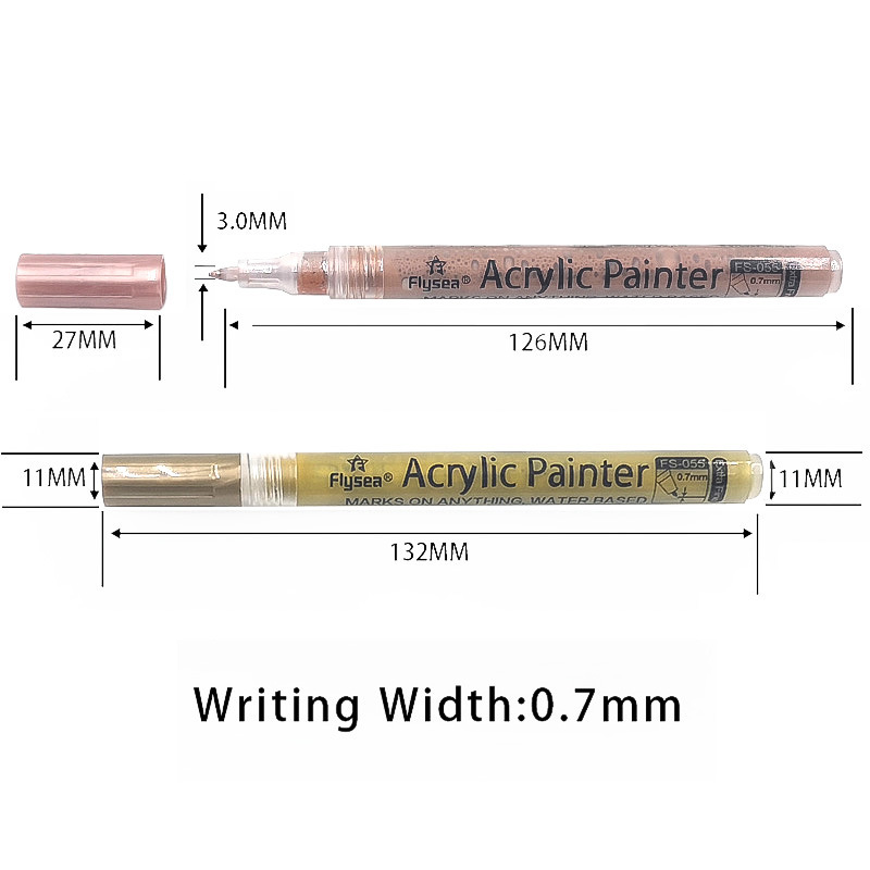 Xsyo 6st akrylfärgmarkör penna 0,7 mm fin spets akrylmarkörer för sten canva trä keramisk glas kopp tygskolan leveranser