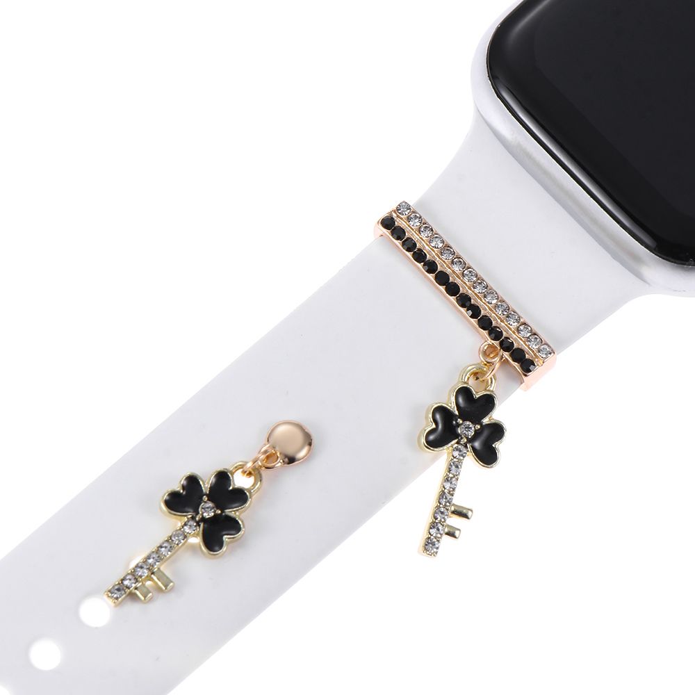 Key Metal Charms Dekorativ ring för Apple Watchband Diamond Ornament Smart Watch Silicone Strap Accessories for Iwatch Armband