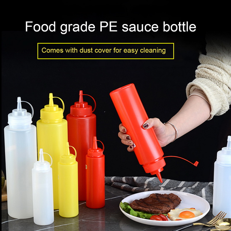 250/800 ml sås Vinäger Oil Ketchup Gravy Cruet Kök Tillbehör Båt Plastklagområdet Dispenser 8oz Squeeze Bottle