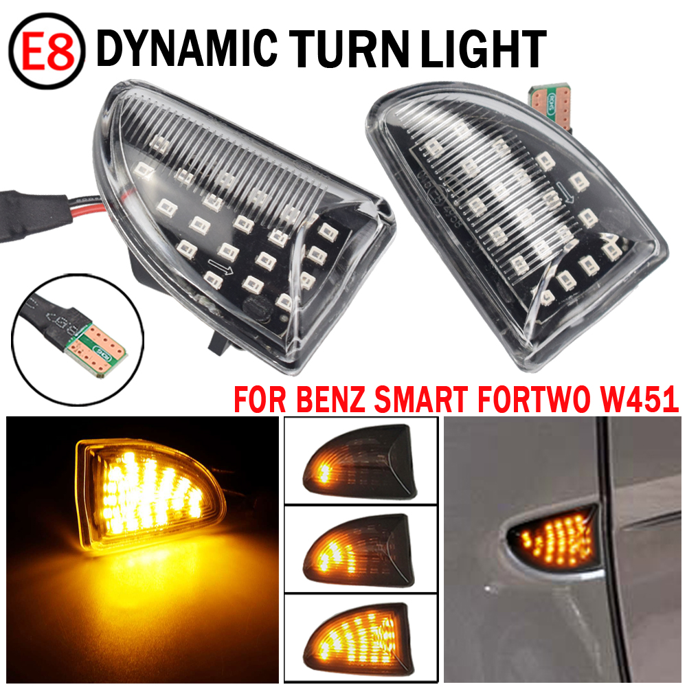 LED Dynamic Car Blinker Side Marker Turn Signal Lights Acessórios da lâmpada para Smart Fortwo 451 Mk1 Mkii 2007-2015