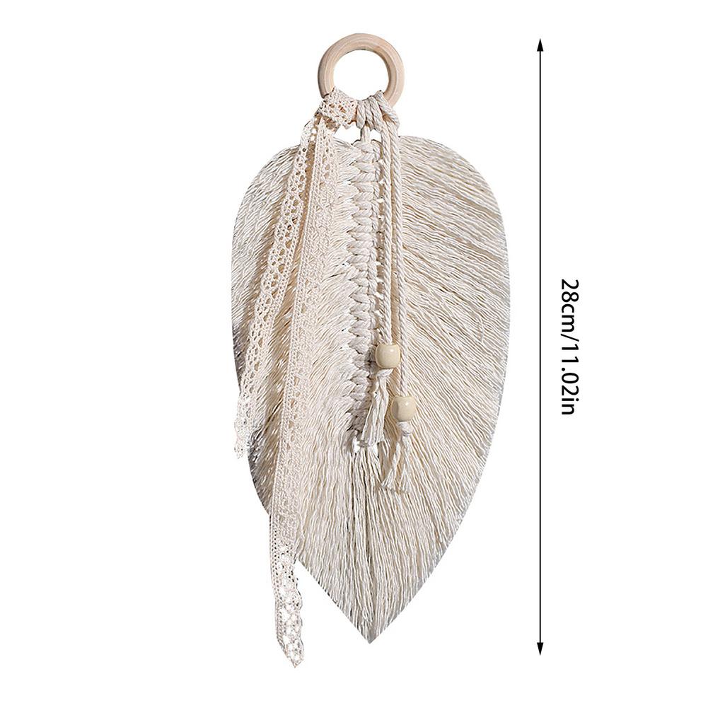 Macrame Leaf Wall Hanging Boho Decoración del hogar Tapiz de pared con pesas Cababil de boda Mandala Cababina mexicana Decoración del hogar mexicano