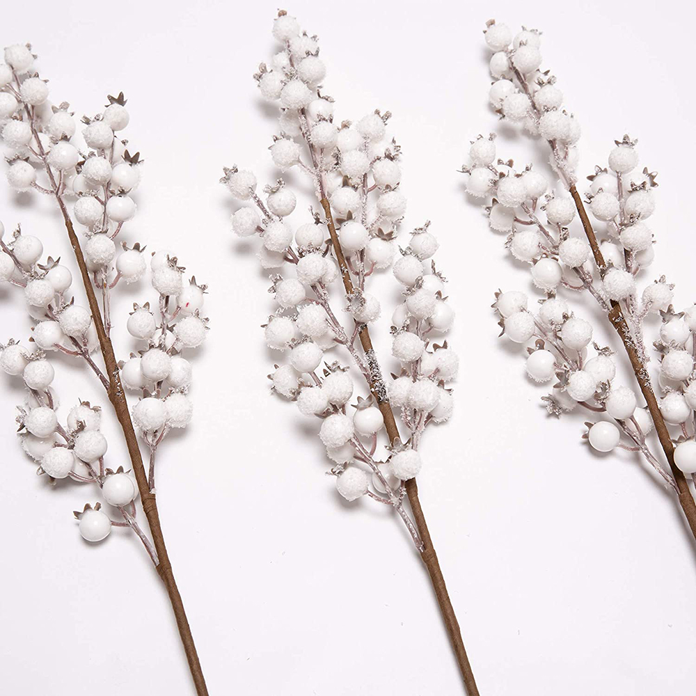 Yapay Beyaz Meyveler, Çiçekler için Noel Berry Şubeleri Düzenleme Düzenlemesi Diy El Sanatları Sahte Kar Ağacı Süslemeleri