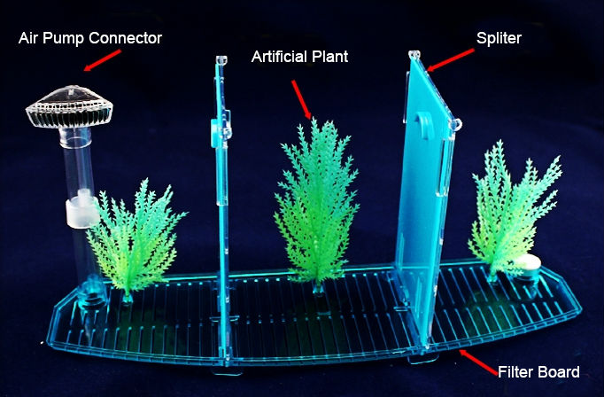 Acrylic Three Splits Aquarium Betta Fish Bowl Led Light Aquarium Hatchery Breeding Box Guppy Fish Tank Turtle Reptile House