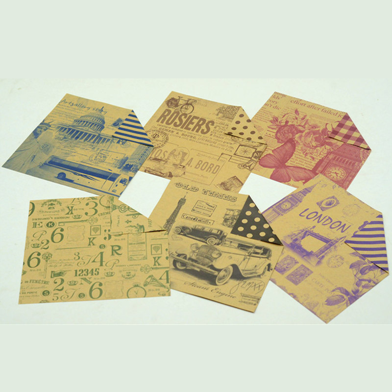 60 Sheets Kraft Paper 15*15cm Multifunktionellt dekorativt papper Vintage Double-Sided Printing Scrapbooking Decorative Craft