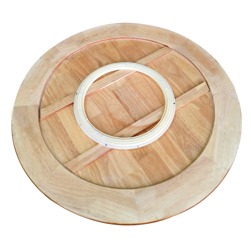 Solid Oak Wood Quiet Smooth Rotating Tray Round Dining Wood Table with Lazy Susan and Beautiful Carving Patterns_0006