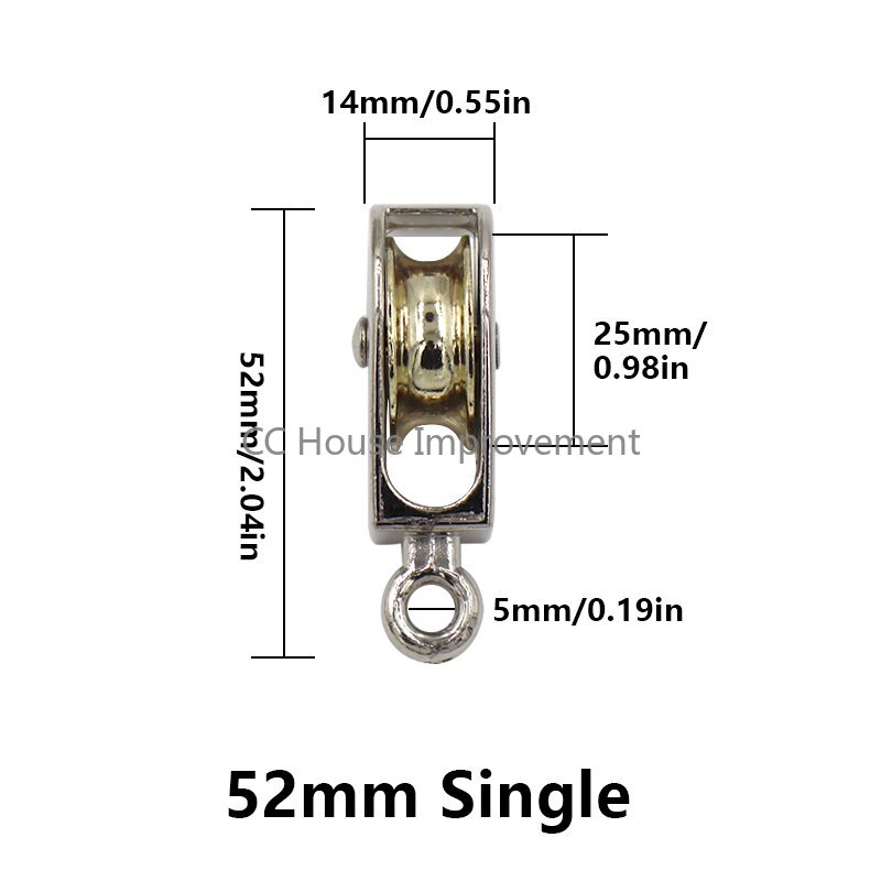 36/52/75mm Metal Sheave Zinc Alloy Fixed Pulley Crown Block And Tackle Lifting Wheel Mini Single/Double Pulley For DIY