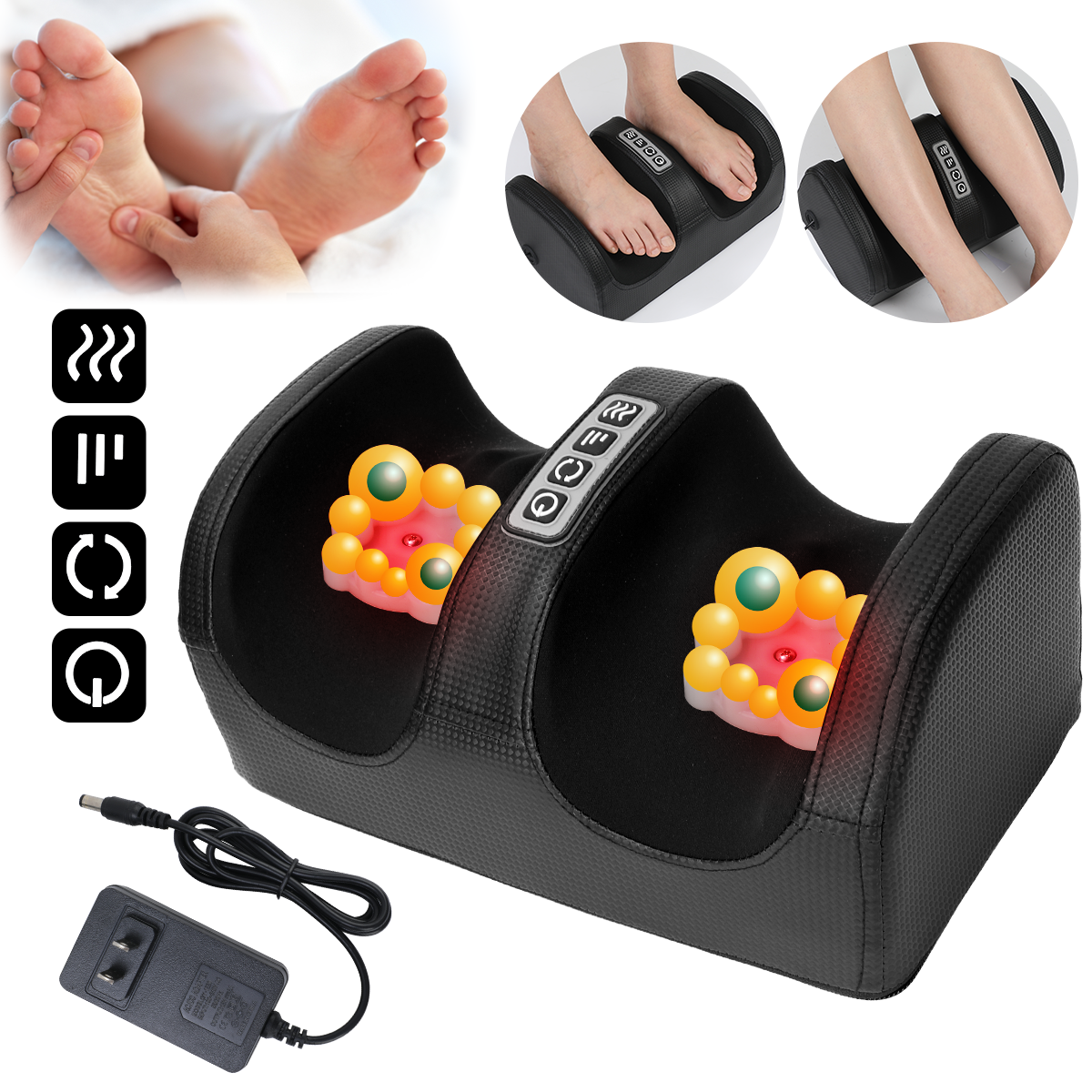 Machine de massage des pieds Electric Shiatsu Masseur du pied Thérapie de chauffage Rouleau de massage des pieds pour les jambes de soulage