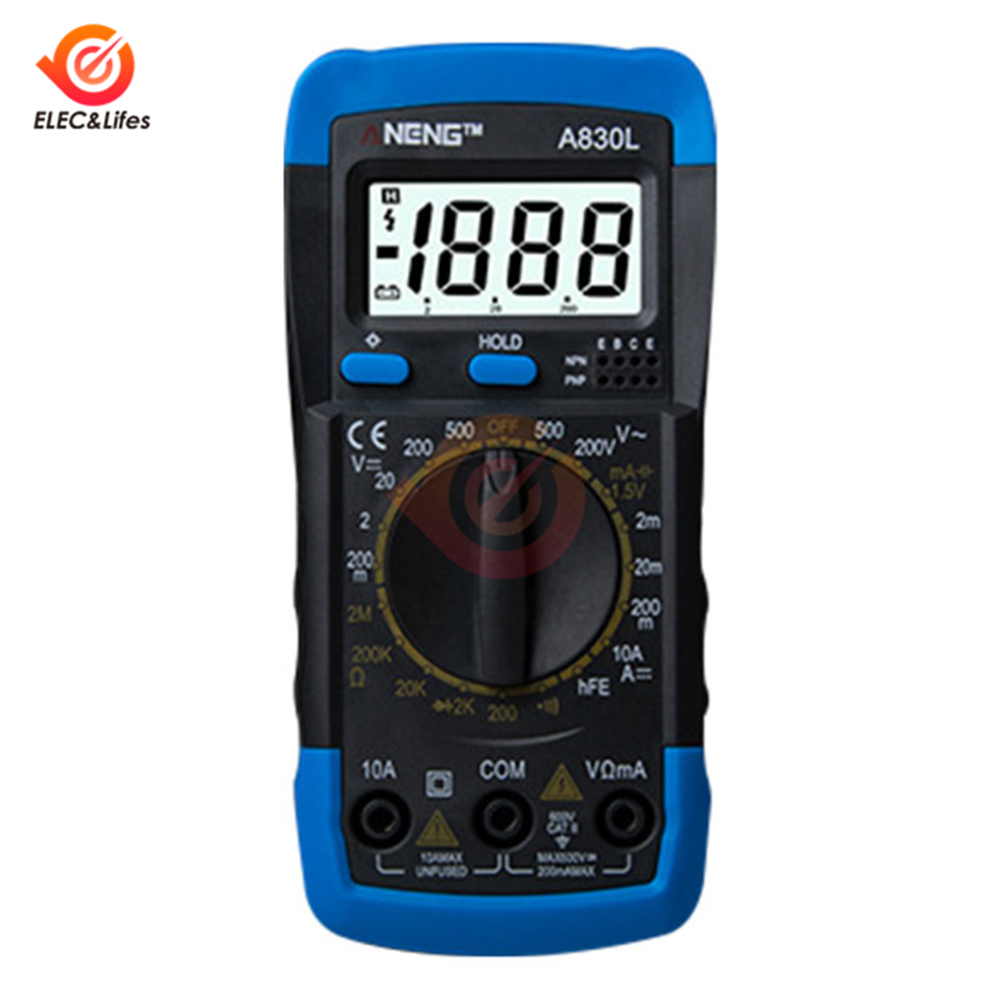 A830L LCD Multimètre numérique Portable Portable AC AC Tension Courant DIODE DIODE TEST TEST VOLTMETER AMMETER TESTER OHMMETER