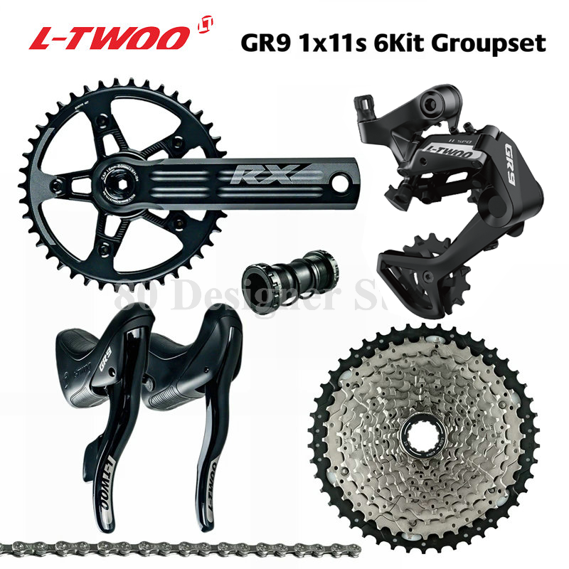 LTWOO GR9 1x11 Speed, 11s Road Groupset, R / L Shifters + Dailleur arrière + Crankset + Chain + Cassette, Gravel-Bikes Cyclo-Cross