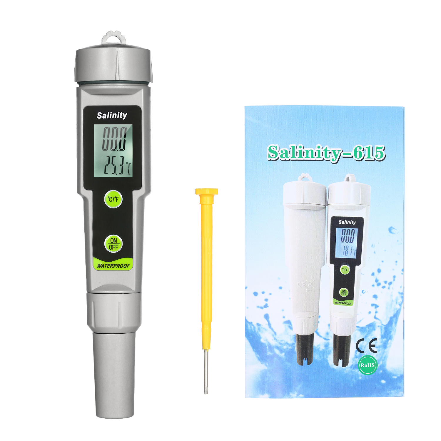 Salinometer 방수 염분 테스트 펜 Digital2-in-1 염분 온도 미터 휴대용 염분 미터 서쪽 펜 타입