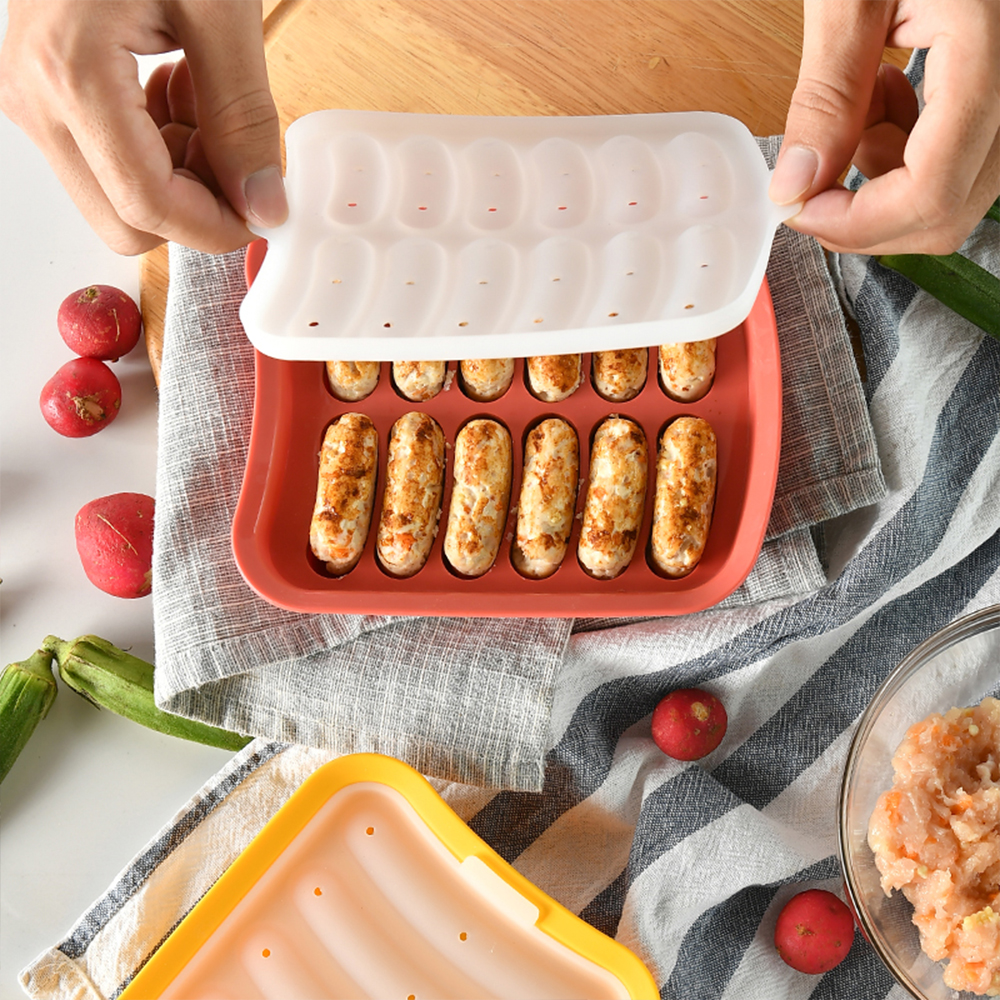 Non-stick silikon korv mögel hot dog mögel med lock fingerformade mögel hemlagad korv barnmat tillskott bakningsredskap
