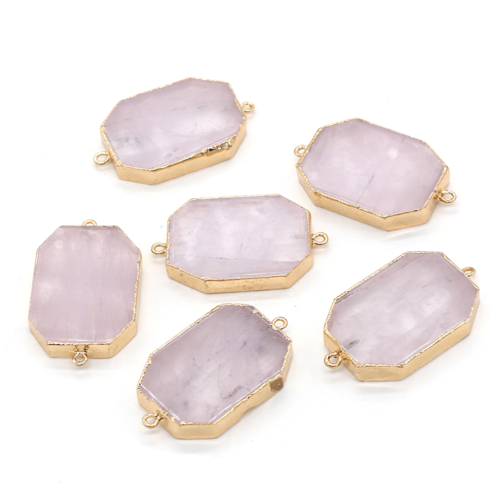 Natural Stones Rose Quartz Charms hängsmycken Kontakter för smycken som gör DIY Reiki Healing Crystal Necklace Armband Accessories