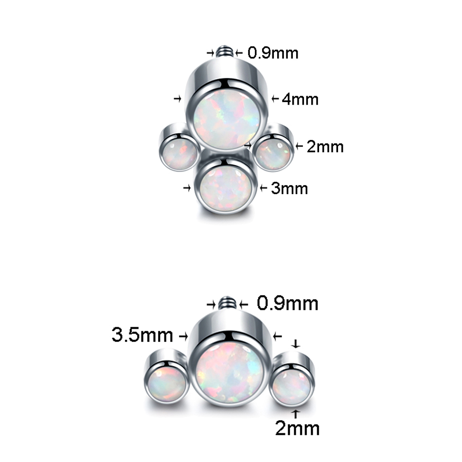 G23 Titanium Micro Dermal Anchor Top Opal Crystal Internally Threaded Ear Tragus Labret Implants Body Piercing Jewelry