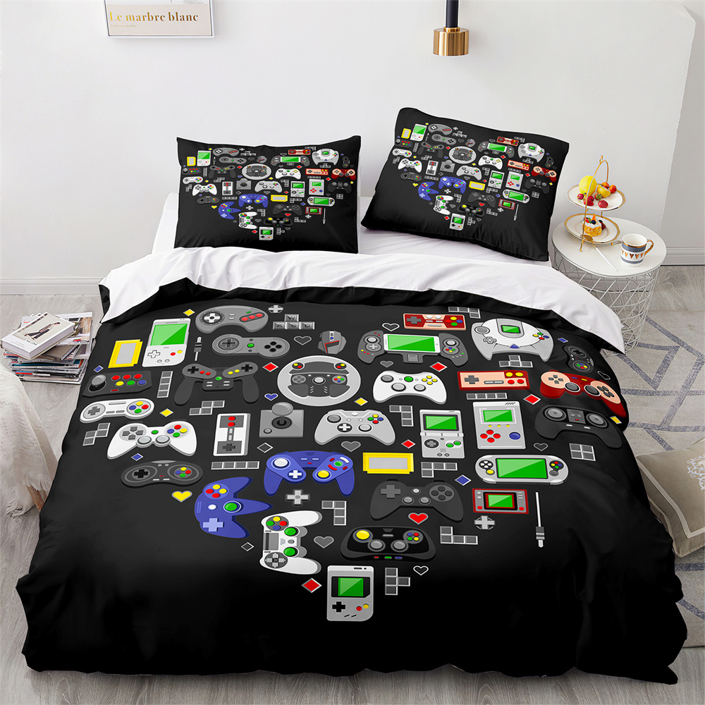 Game King Queen Duvet Cover Cover 3D Black Game Hands Set da letto bambini Teens Man Gamer Camera da letto Copritura Copertina Copertina