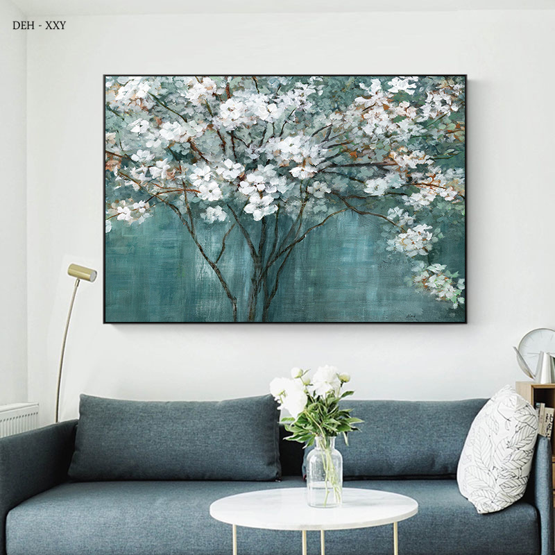 Nature Paysage des fleurs blanches Canvas Pain d'huile Impressions Affiches murales abstraites HD Picture Home Decor Mural Cuadros No Frame