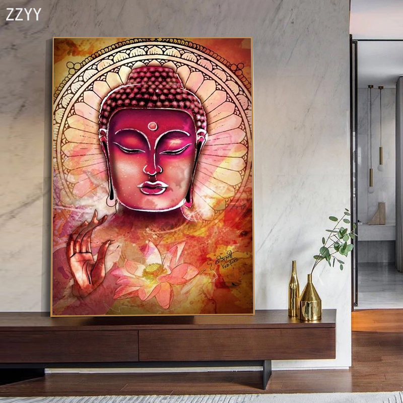 Abstract Buddha Colorful Buddha Tela che dipinge il buddismo religioso Wall art poster camera da letto soggiorno decorazione murale nessuna cornice