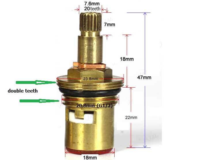 47mm 52mm G1/2" Brass Faucet Cartridge Tap Parts Valve Part Water Tap Valve Single Cold Water Faucet Repair Parts