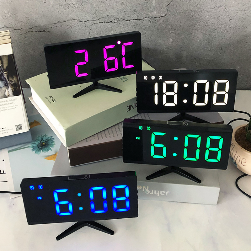 Ny 3D LED Digital Alarm Clock Display Smart Electronic Alarm Clocks Office Table Desktop Wall Watch Modern Design Alarm Clock