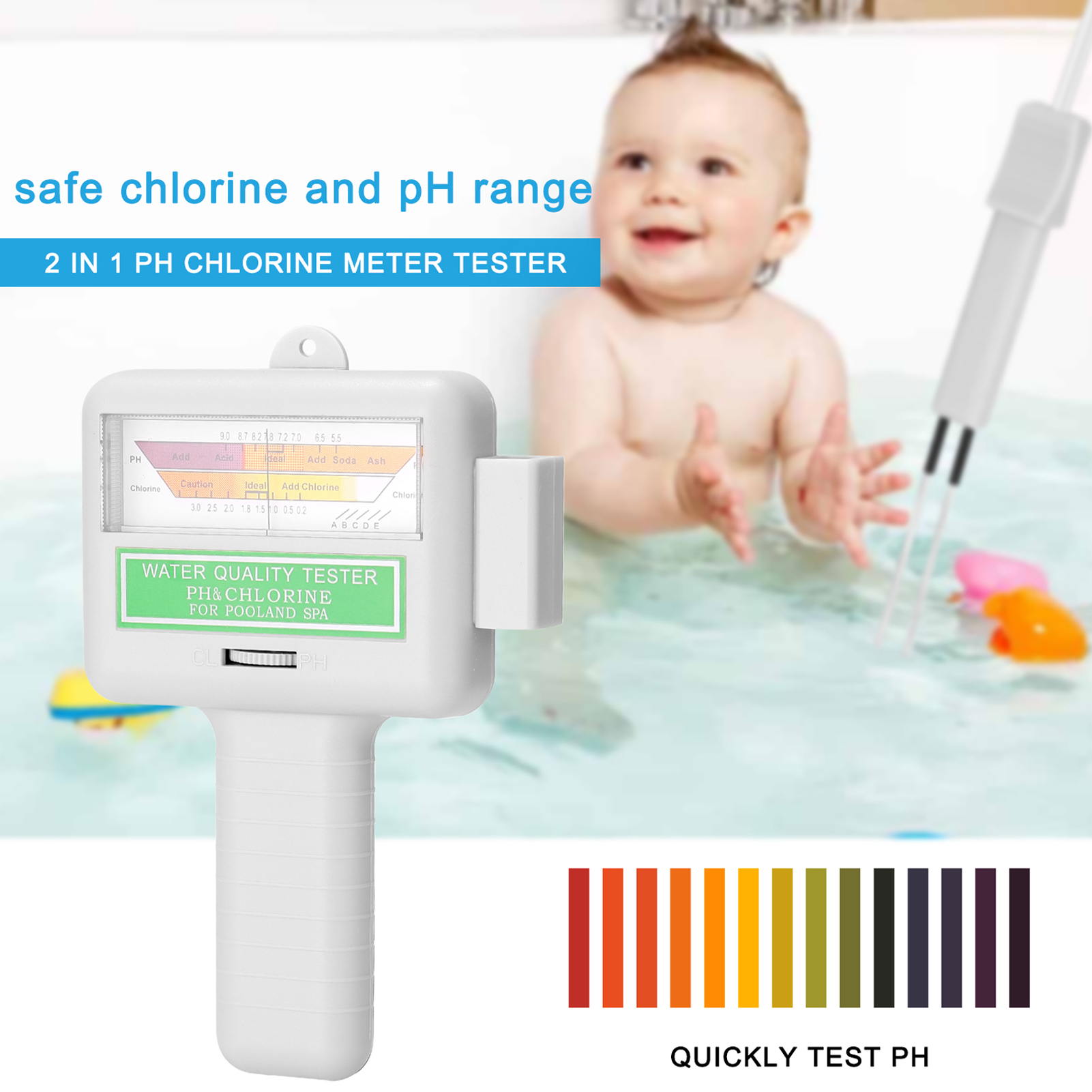 2 in 1 Water Quality Testing Device PC102/PC102C PH Tester For Swimming Pool SPA Water Chlorine Tester PH CL2 Chlorine Meter