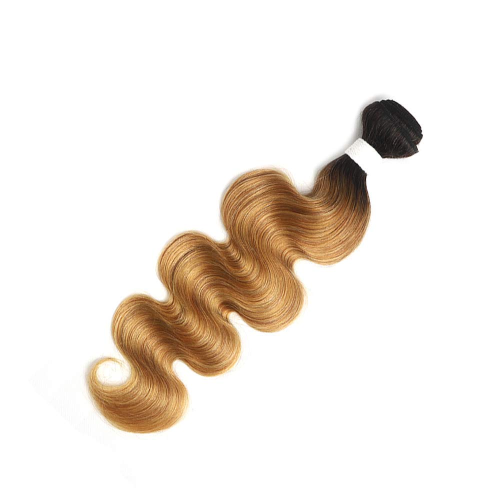 1B27 Honey Blonde Bundles Human Hair,Ombre Bundles Blonde Body Wave Bundles,16Inch Brazilian Remy Hair Bundle,Ombre1b/27 Hair Weave 100% Human Hair Extension