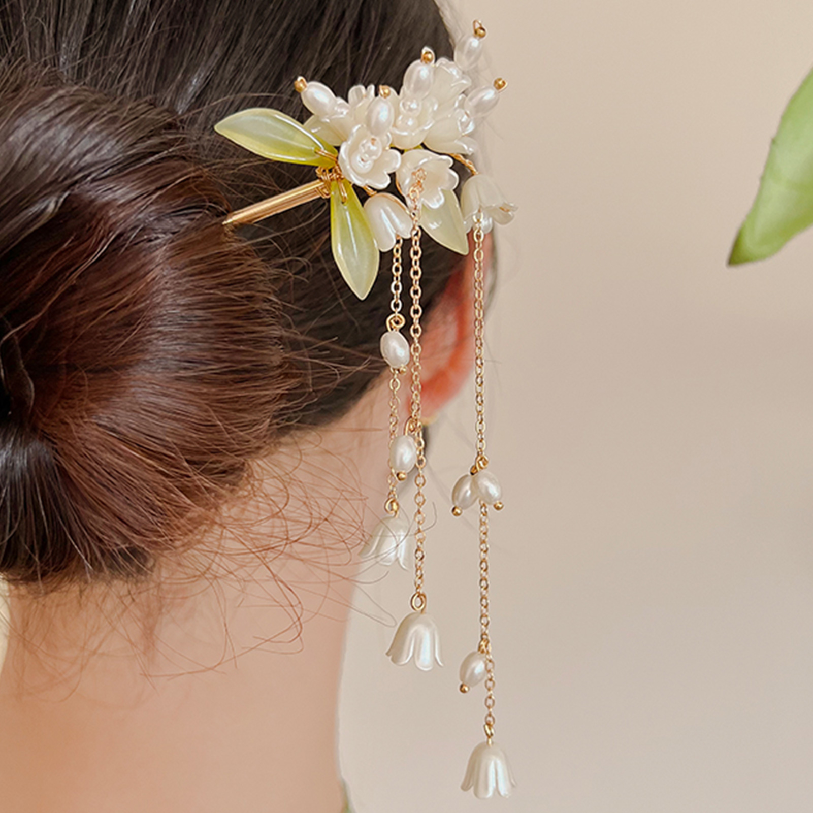 Blanc Flower Hair Sticks Forks Elegant Floral Hairpins Clips Pearl Pendant Headphypices For Women Party Hair Bun Maker Bijoux