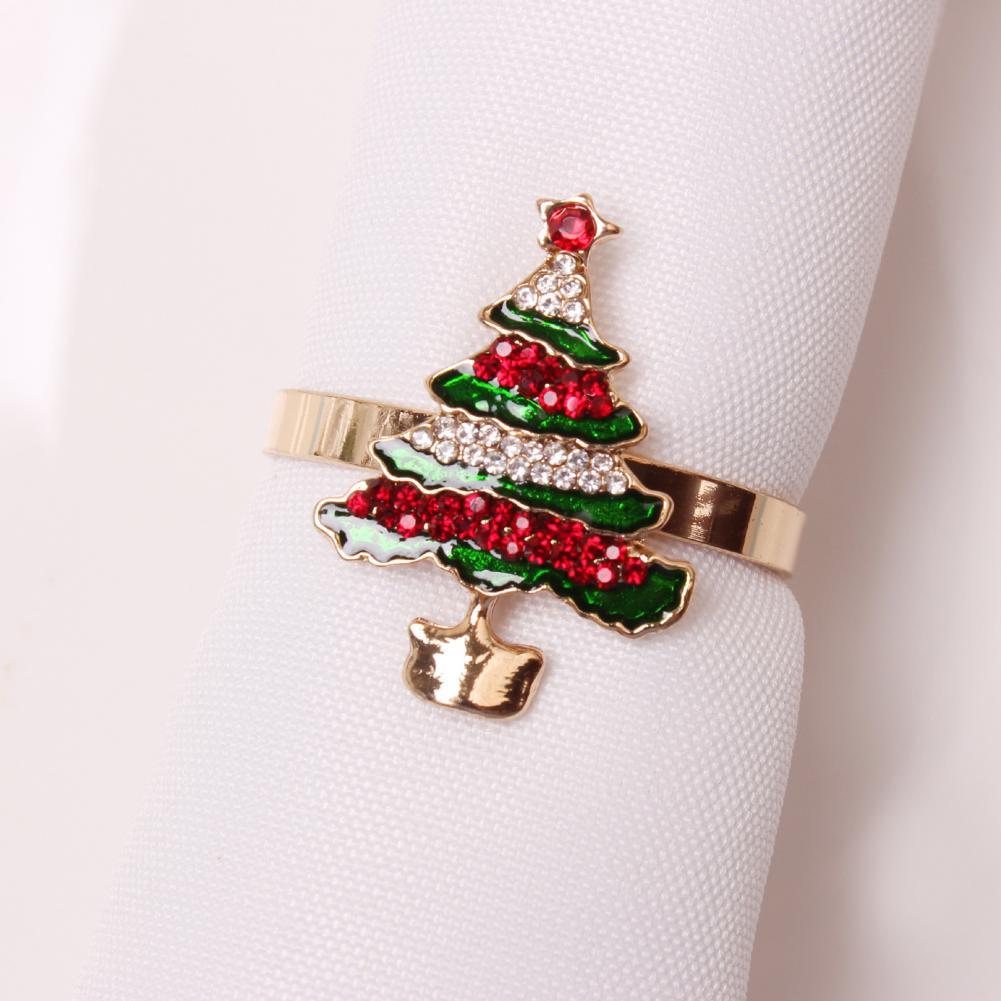 / Set Creative Christmas Tree Shape Ring Ring Festive Touch Beau support de serviette en alliage Clip à serviette Boucle Decoratio