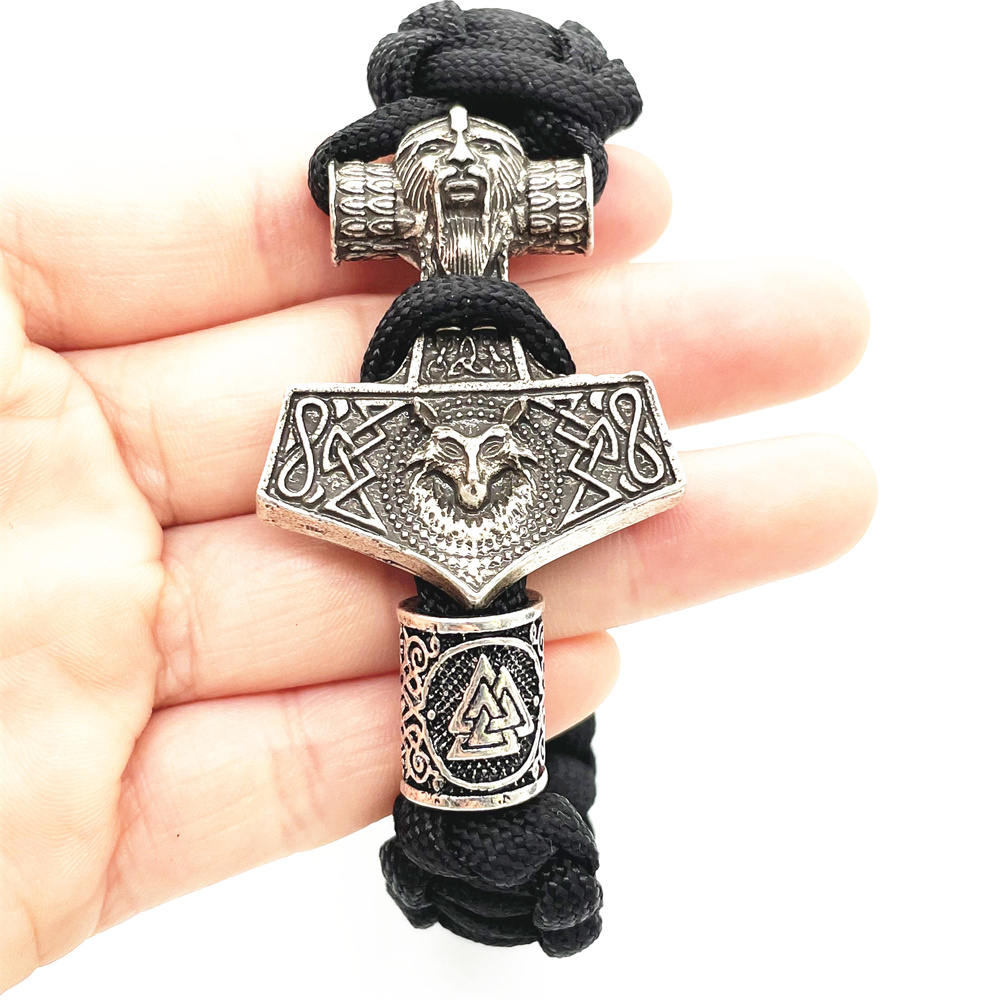 Nostalgia Thor's Hammer Mjolnir Pendant Viking Fox Jewelry Norse Odin Accessories Amulet Talisman Paracord Armband