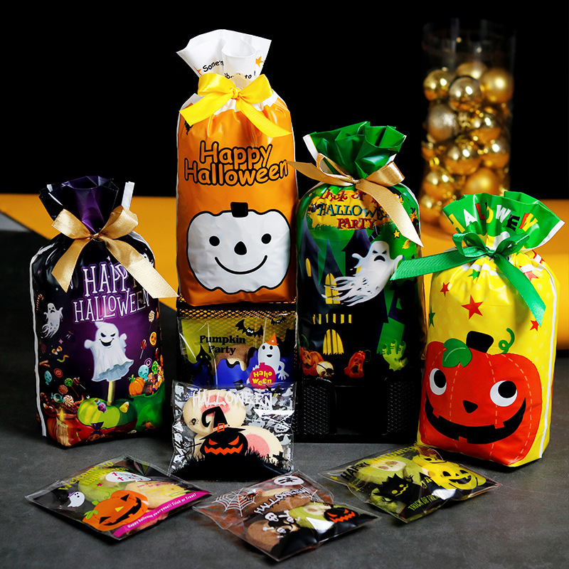 Halloween Cookie Packaging Bags 10CM*10CM Baking DIY Transparent Candy Gift Bag For Happy Halloween Theme Party Favors