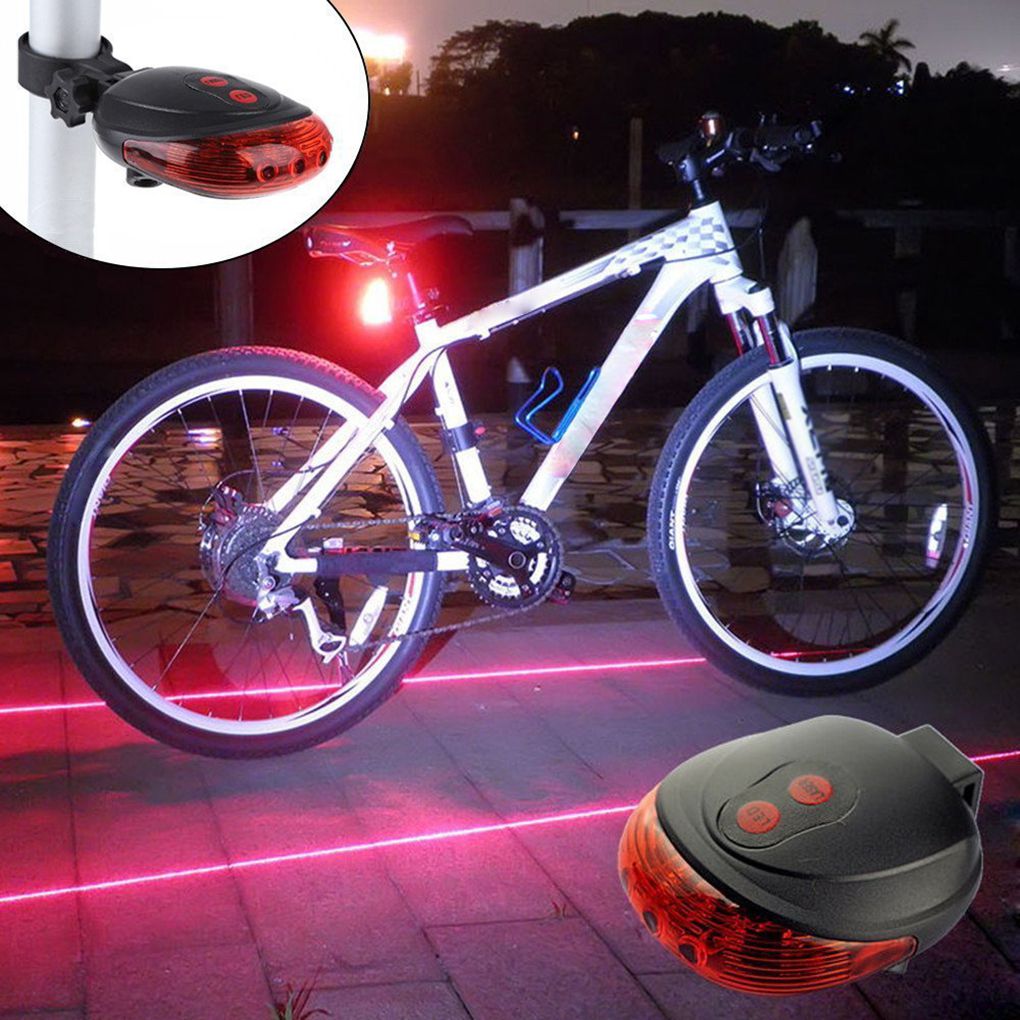 Hochwertige Fahrradfahrradsicherheitswarnung LED LED LAHR LASER LASSER LED LED Blitzlampe Hinterleuchte Heckzyklus 5 LED+2 Laser