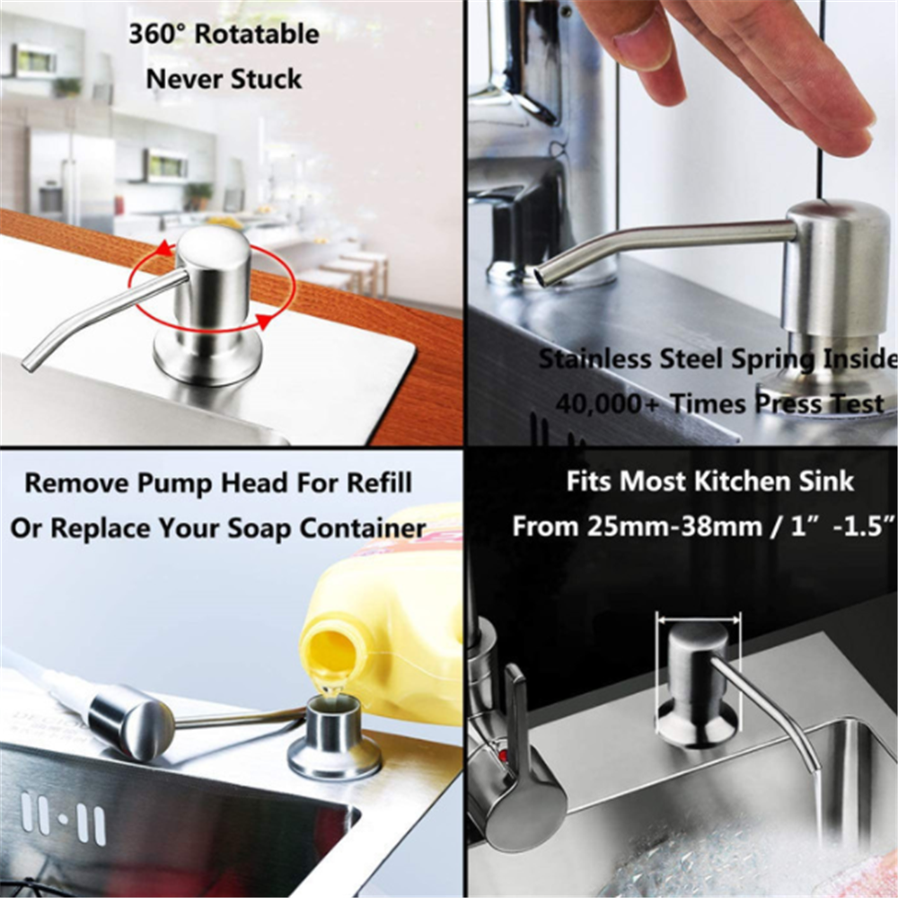 Black Liquid Soap Dispenser Sink Soap Dispenser Basin Faucet Distributor Detergent Dispenser Kitchen Bathroom Accessorie