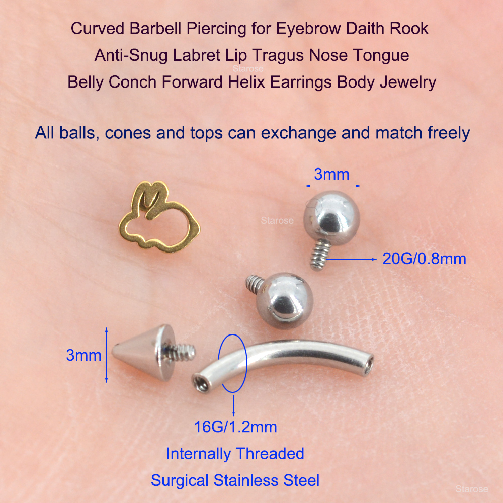 1,2x8 mm bricolage barbe barbe balle labret sourcil perçant anneau de nez tragus tragus daith snug perçage rook helix oreille boucle