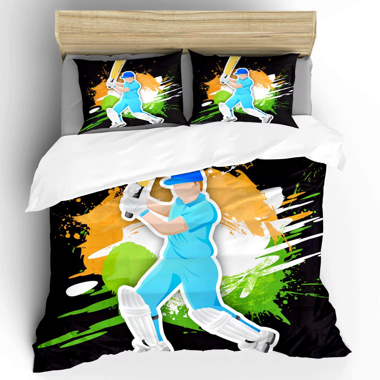 Cricket dekbedoverkapset Abstract sportpatroon Beddengoedset Microvezelspeler Speel Game of Cricket Double Queen Quilt Cover