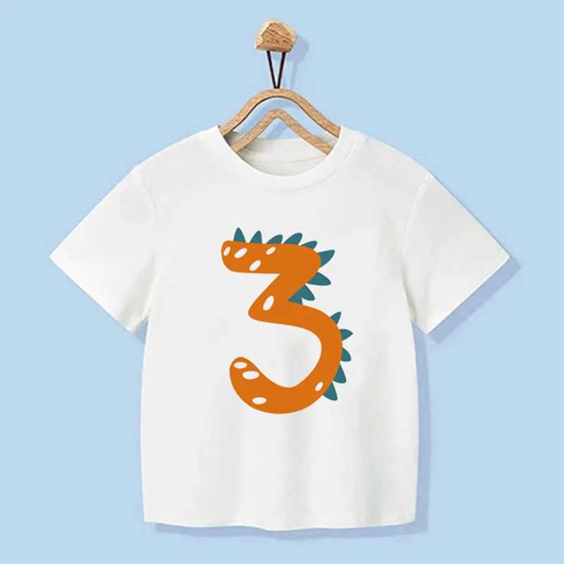 T-shirts nummer 1-9 jongensmeisjes dinosaurus korte mouwen t-shirts kinderen t-shirt verjaardag cadeau t shirt baby meisje tops kinderen hiphop tees 240410